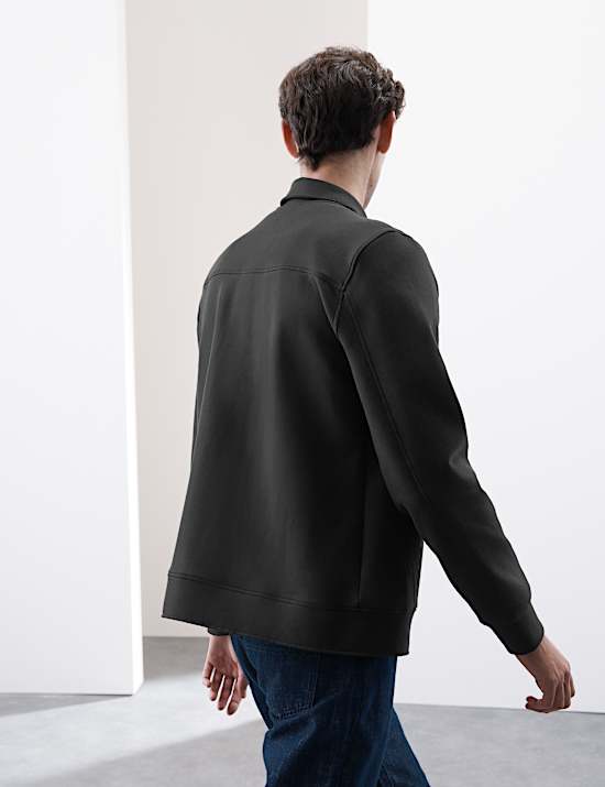 ז'קט עם רוכסן מבד עשיר בכותנה