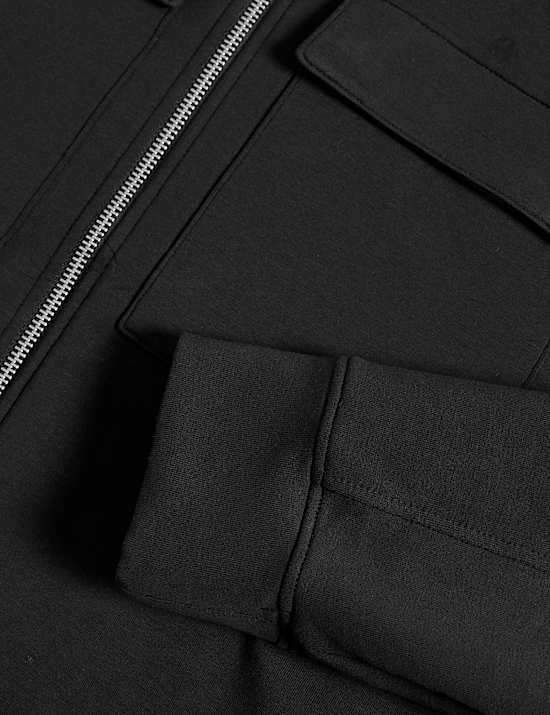 ז'קט עם רוכסן מבד עשיר בכותנה