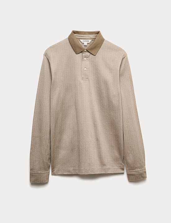 Polo 100 % coton texturé à manches longues