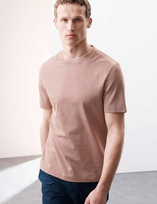 Pure Cotton Jacquard T-Shirt