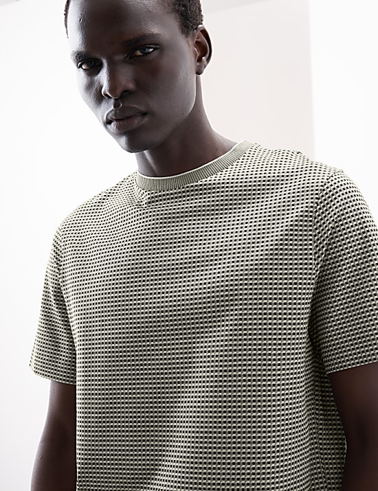 Pure Cotton Jacquard T-Shirt