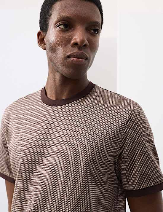 Pure Cotton Geometric Jacquard T shirt