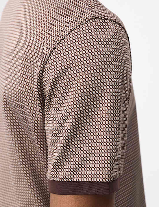 Pure Cotton Geometric Jacquard T shirt