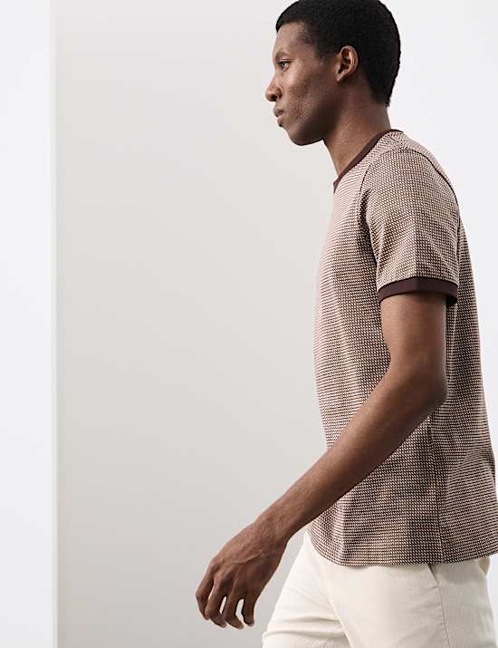 Pure Cotton Geometric Jacquard T shirt