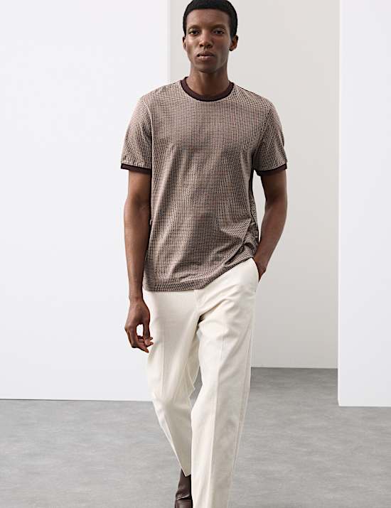 Pure Cotton Geometric Jacquard T shirt