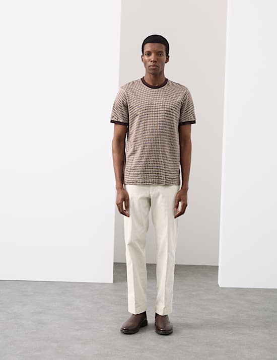 Pure Cotton Geometric Jacquard T shirt