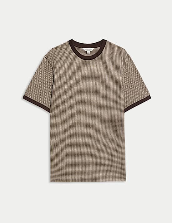 Pure Cotton Geometric Jacquard T shirt