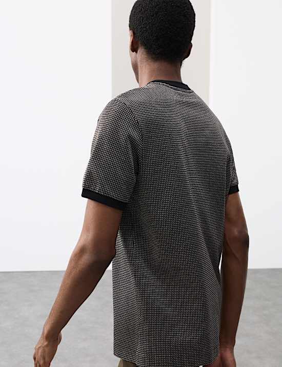 Pure Cotton Geometric Jacquard T shirt