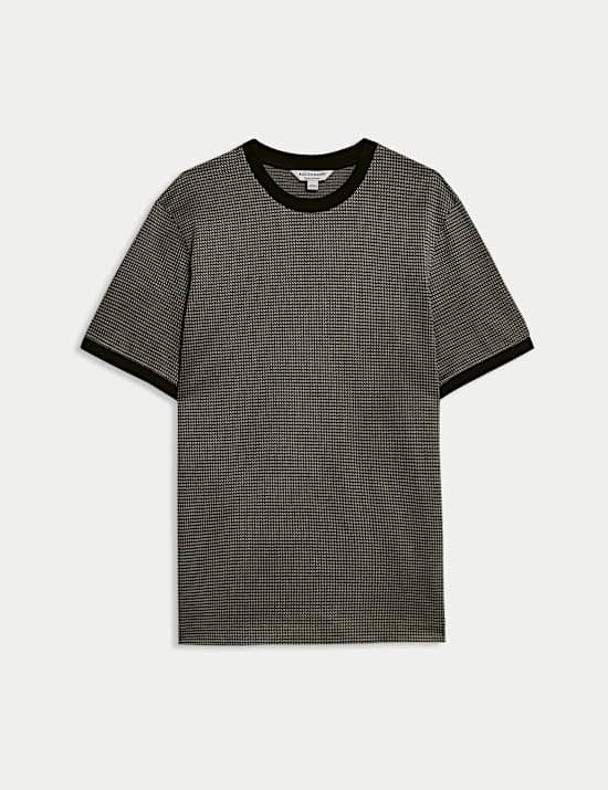 Pure Cotton Geometric Jacquard T shirt
