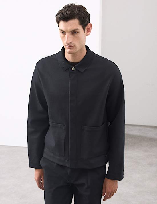 Cotton Rich Zip Up Overshirt