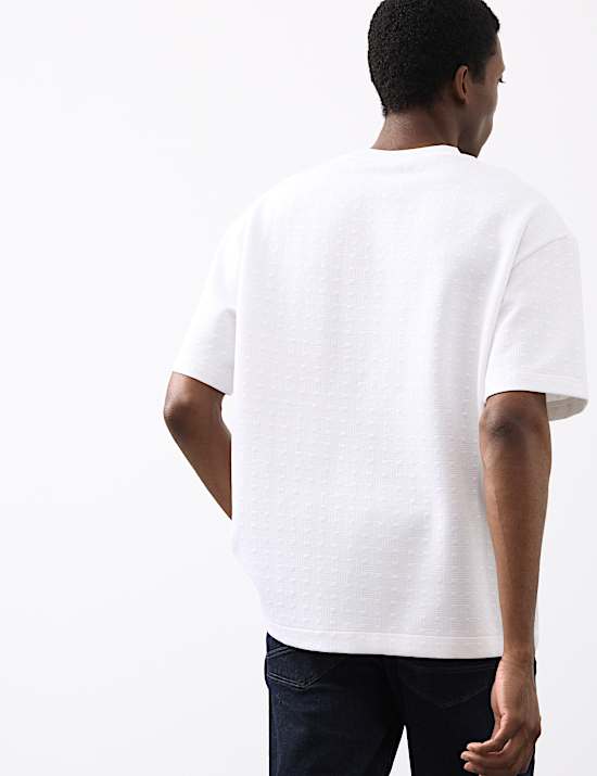 Katoenrijk scubaT-shirt met jacquard