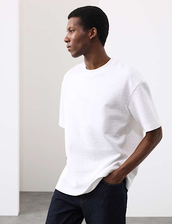 Katoenrijk scubaT-shirt met jacquard