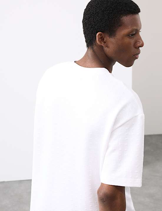 Katoenrijk scubaT-shirt met jacquard