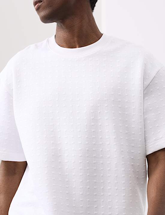 Katoenrijk scubaT-shirt met jacquard