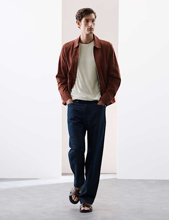 Linen Blend Crew Neck T-Shirt