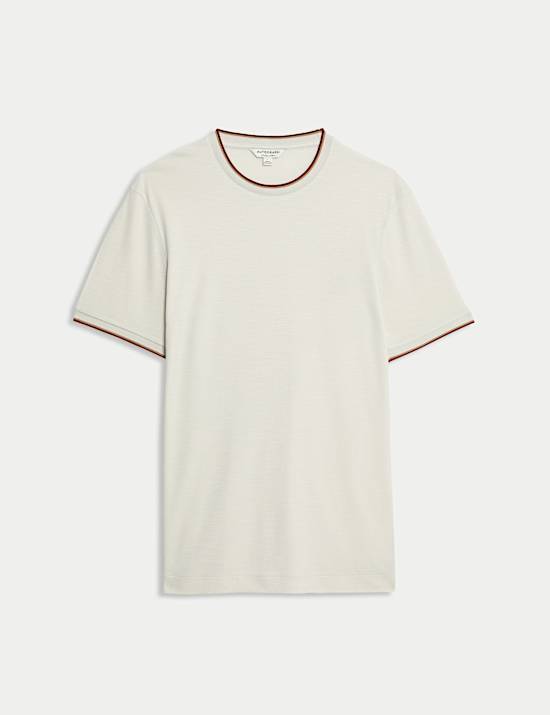 Linen Blend Crew Neck T-Shirt