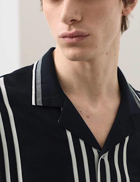 Pure Cotton Textured Revere Polo Shirt