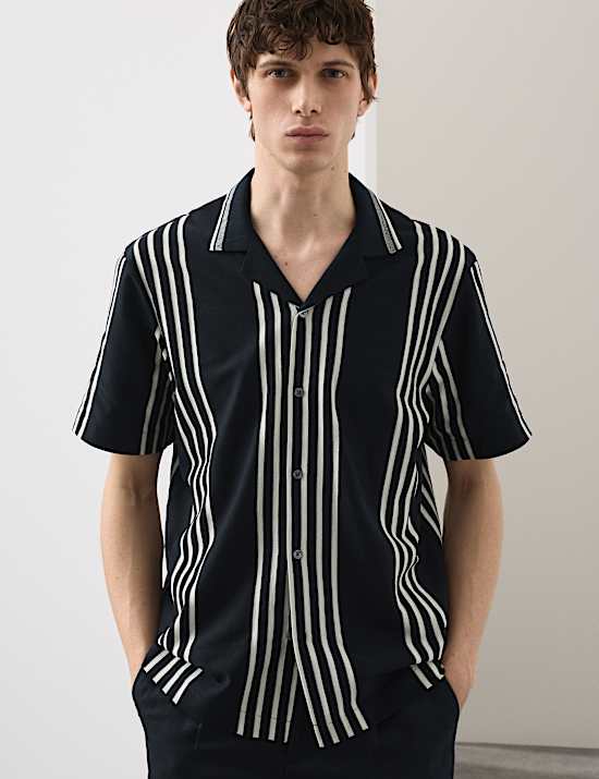 Pure Cotton Textured Revere Polo Shirt