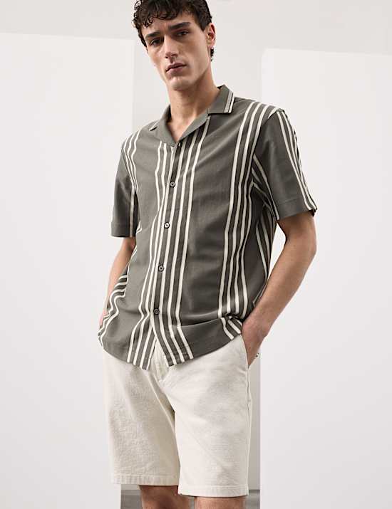 Pure Cotton Textured Revere Polo Shirt