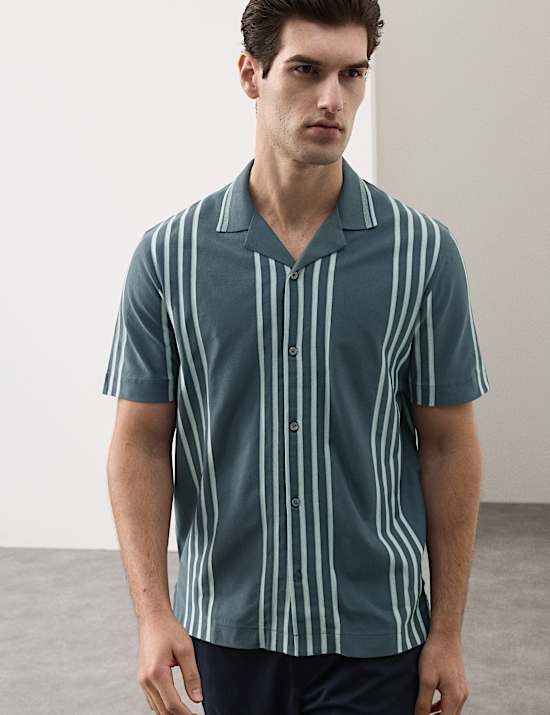 Pure Cotton Textured Revere Polo Shirt