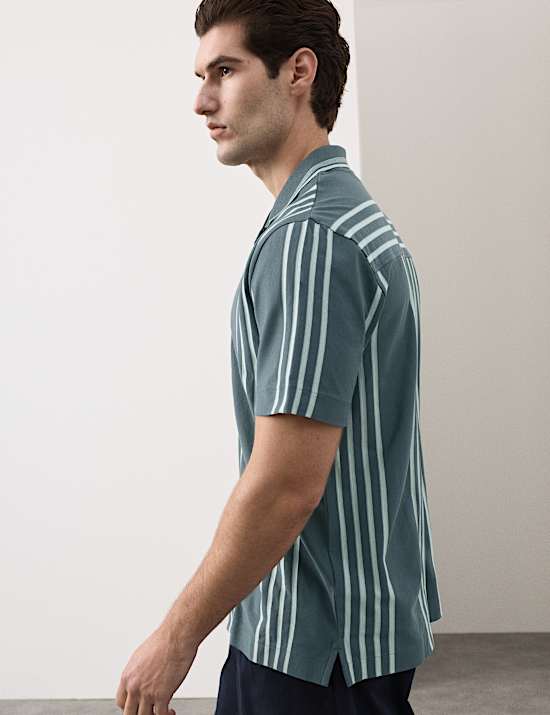Pure Cotton Textured Revere Polo Shirt