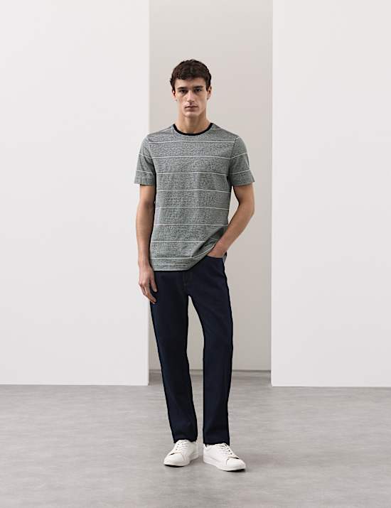 Teksturowana koszulka w paski ze 100% bawełny