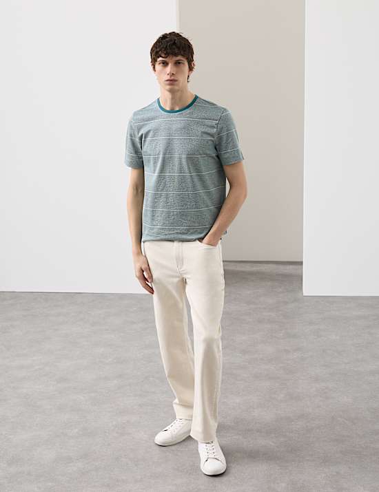 T-Shirt aus reiner Baumwolle mit strukturiertem Streifendesign