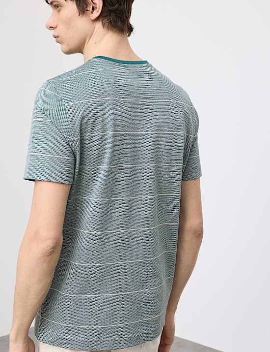 T-Shirt aus reiner Baumwolle mit strukturiertem Streifendesign