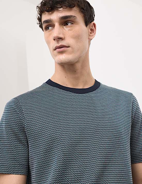 Pure Cotton Jacquard T-Shirt