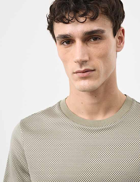 חולצת טי ג'קארד מכותנה טהורה