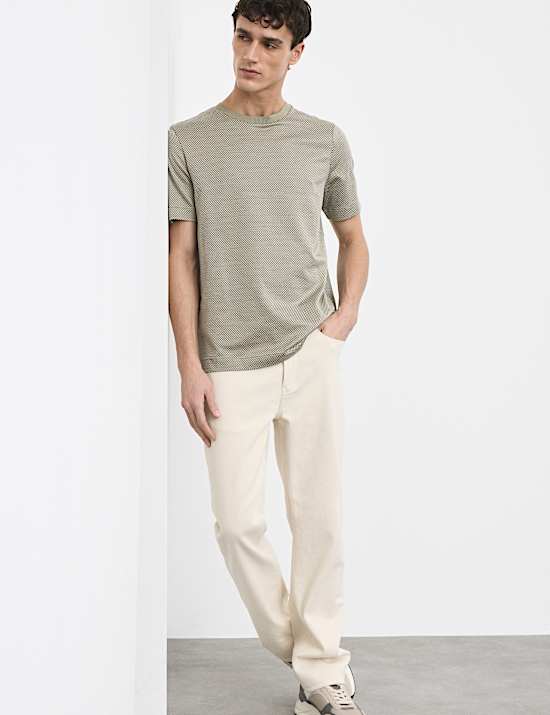 חולצת טי ג'קארד מכותנה טהורה