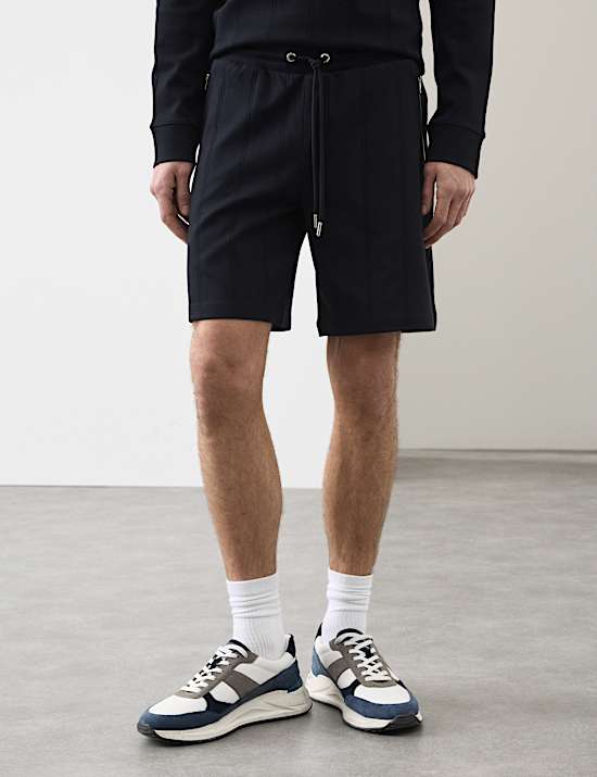 Katoenrijke korte broek met normale pasvorm en structuurdessin