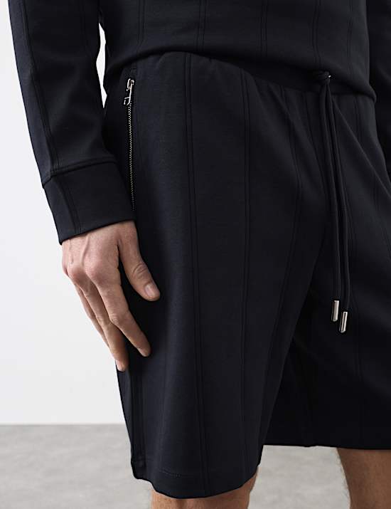 Katoenrijke korte broek met normale pasvorm en structuurdessin