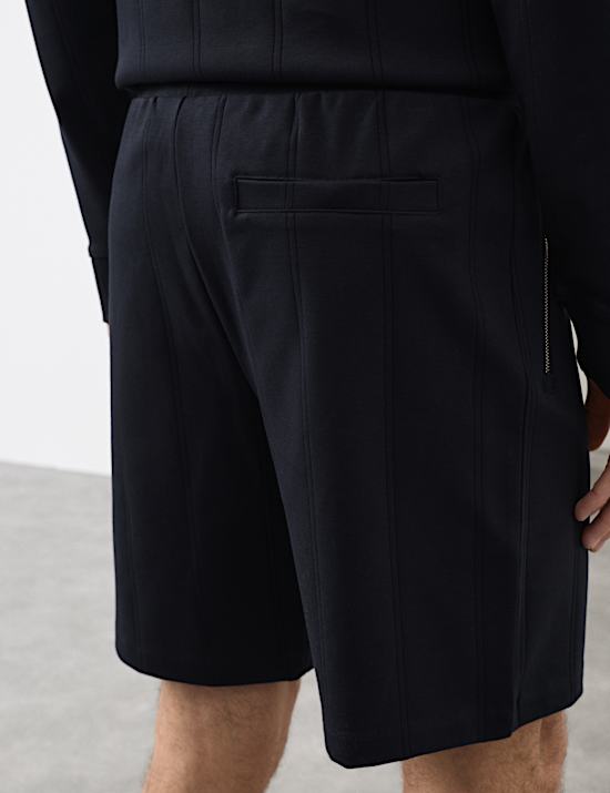 Katoenrijke korte broek met normale pasvorm en structuurdessin