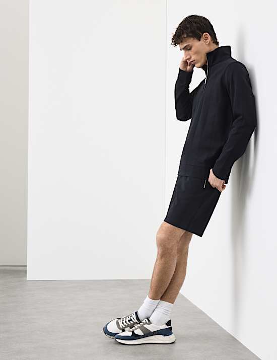 Katoenrijke korte broek met normale pasvorm en structuurdessin