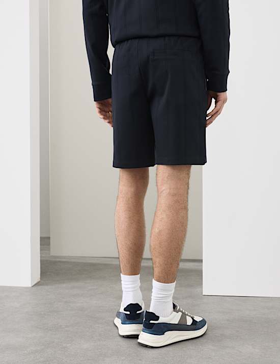 Katoenrijke korte broek met normale pasvorm en structuurdessin