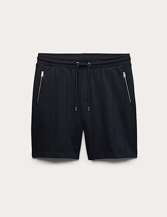 Katoenrijke korte broek met normale pasvorm en structuurdessin