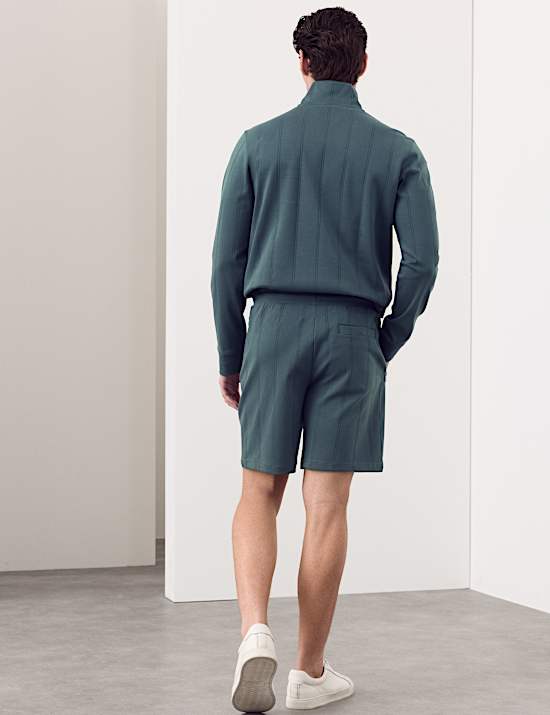 Regular Fit Cotton Rich Textured Shorts