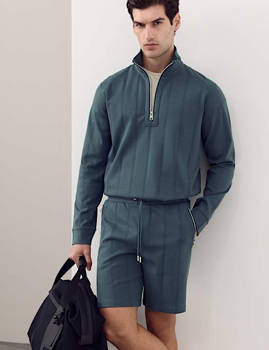 Regular Fit Cotton Rich Textured Shorts