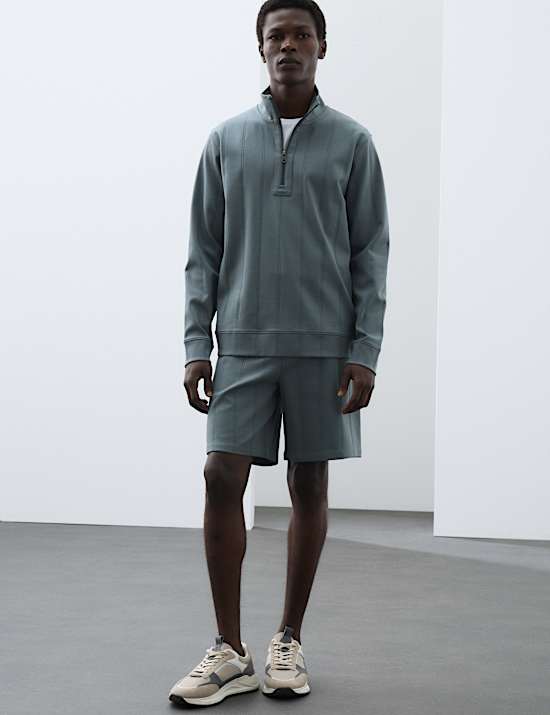 Regular Fit Cotton Rich Textured Shorts