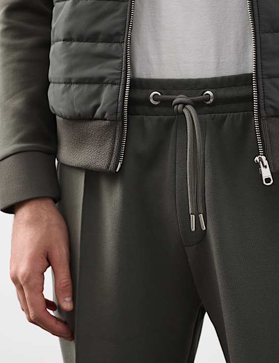 Pantalones deportivos rectos de algodón con detalle de nervaduras