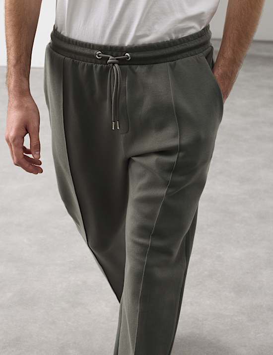 Pantalones deportivos rectos de algodón con detalle de nervaduras