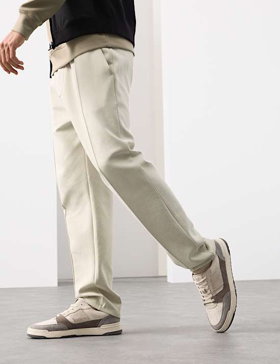 Cotton Rich Pintuck Straight Leg Joggers