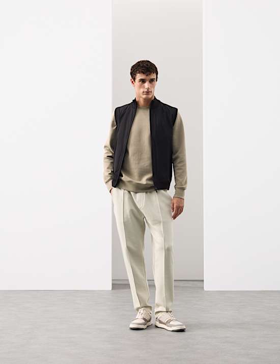 Cotton Rich Pintuck Straight Leg Joggers