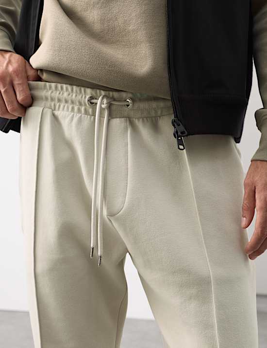 Cotton Rich Pintuck Straight Leg Joggers