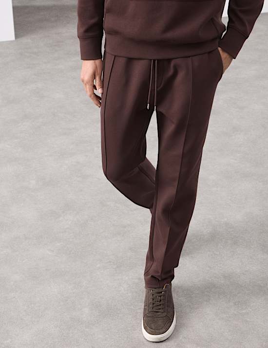 Pantalones deportivos rectos de algodón con detalle de nervaduras