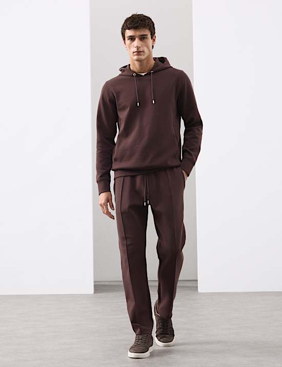 Pantalones deportivos rectos de algodón con detalle de nervaduras