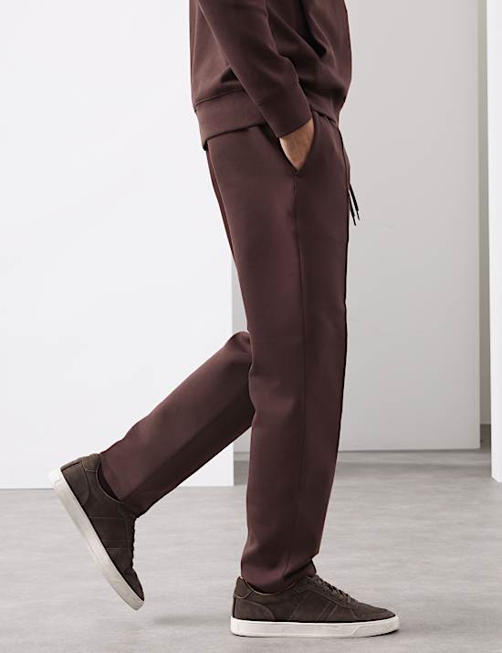 Pantalones deportivos rectos de algodón con detalle de nervaduras