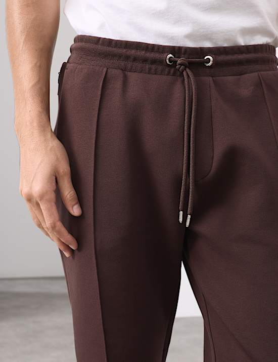 Pantalones deportivos rectos de algodón con detalle de nervaduras