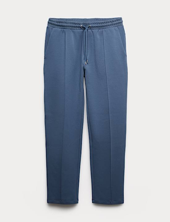 Pantalones deportivos rectos de algod&oacute;n con detalle de nervaduras